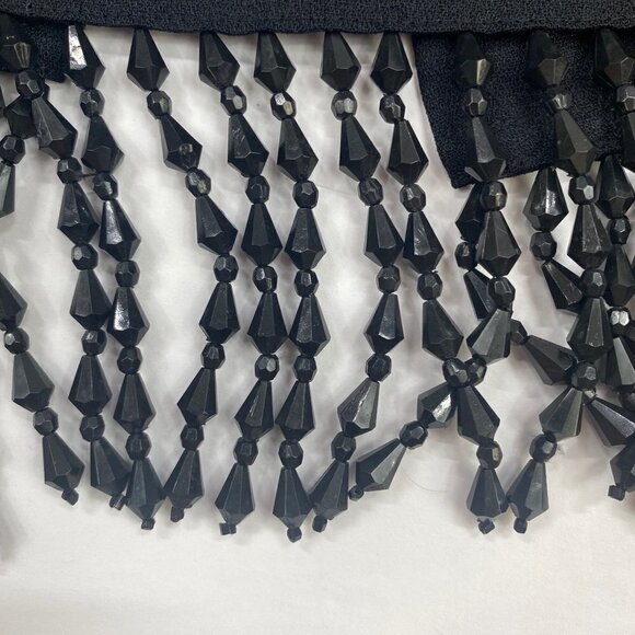 A.J. Bari Vintage Black Midi Cocktail Dress Beaded Detail Size 4 Long Sleeve - Picture 13 of 14